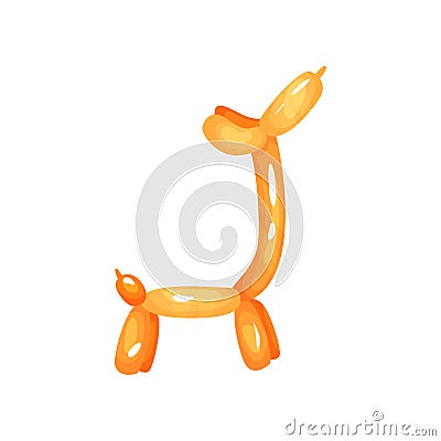 Orange glossy balloon in shape of giraffe. Funny inflatable toy animal. Graphic design for festival poster, postcard or Vector Illustration