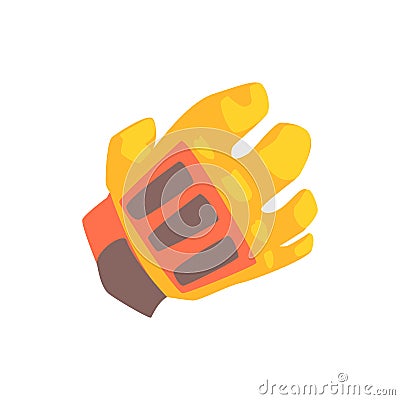 Orange goalkeeper glove cartoon vector Illustration Vector Illustration