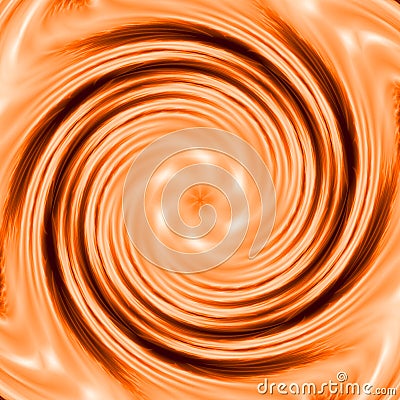 Orange gold or carrot color fractal rotate spiral banner with star or flower in center Stock Photo