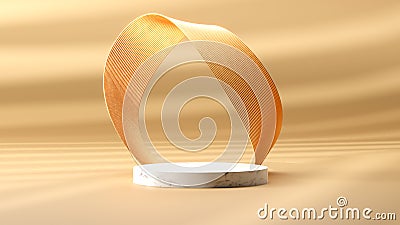 Orange and Gold podium and minimal abstract background for Halloween, 3d rendering geometric shape, Stage for awards on Stock Photo