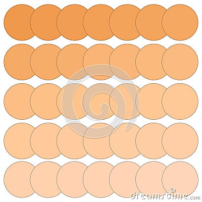 Orange gradient circle array. Seamless color progression. Vector background. Vector Illustration
