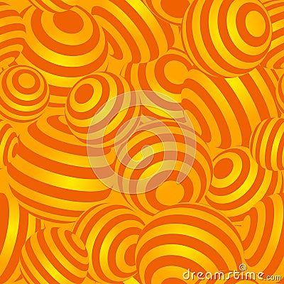 Orange gradient 3d geometric striped spheres seamless repetitive vector pattern texture background Vector Illustration