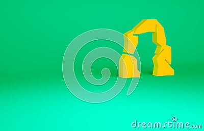 Orange Grand canyon icon isolated on green background. National park in Arizona United States. Minimalism concept. 3d Cartoon Illustration