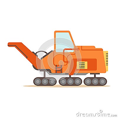 Orange Gravel Spreading Graver Machine , Part Of Roadworks And Construction Site Series Of Vector Illustrations Vector Illustration