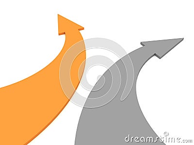 Orange gray arrows on white Stock Photo