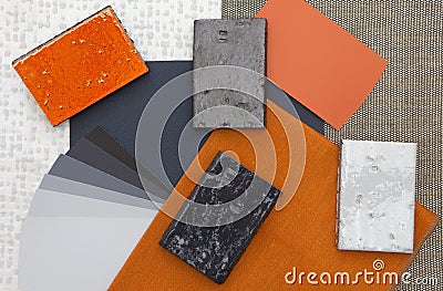 Orange and gray interior design Stock Photo