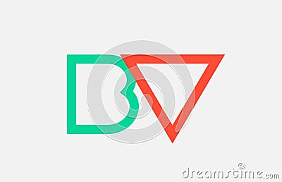 orange green alphabet letter logo combination bv b v design Vector Illustration