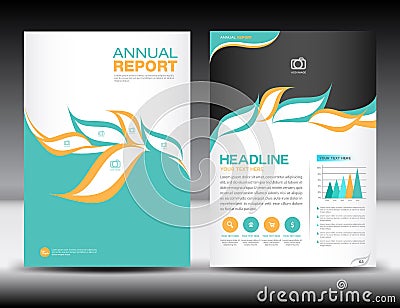 Orange green Annual report template,cover design,brochure fl yer Vector Illustration