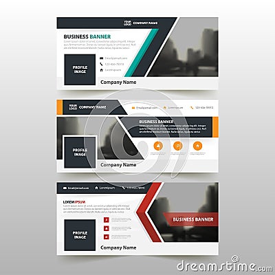 Orange Green red corporate business banner template, horizontal advertising business banner layout template flat design set Vector Illustration