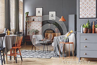 Orange and grey open space Stock Photo