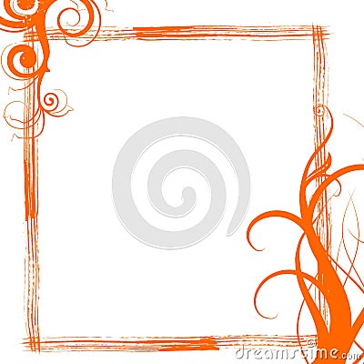 Orange grunge swirls frame Stock Photo