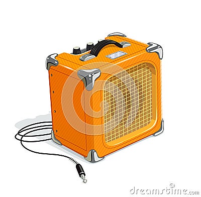 Orange guitar combo amplifier with cord Vector Illustration
