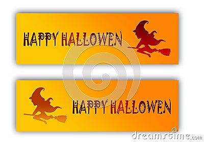 Orange halloween background witch and hallowen text Stock Photo