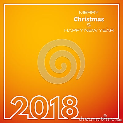 Orange Happy New Year 2018 Background. Vector Illustration