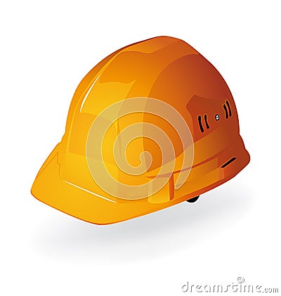 Orange hardhat helmet construction work. Vector Illustration