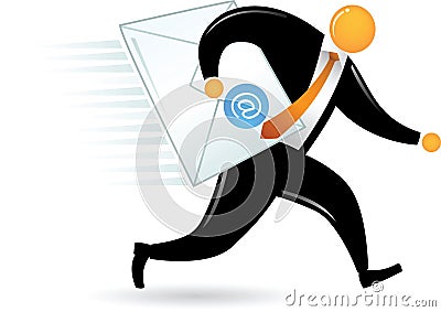 Orange Head Man delivering email Stock Photo