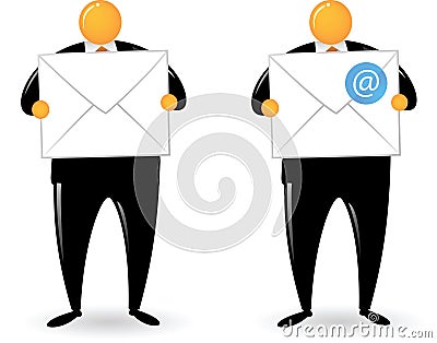 Orange Head man Holding Mail and Email Vector Illustration