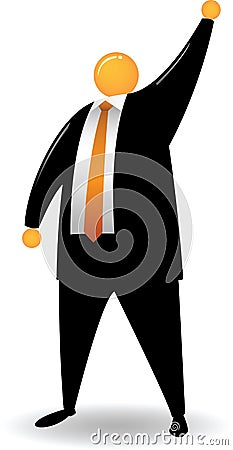 Orange Head Raise Hand Vector Illustration