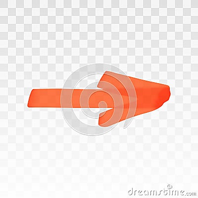 Orange highlighter arrow isolated on transparent background. Marker pen highlight underline strokes. Vector hand drawn Vector Illustration