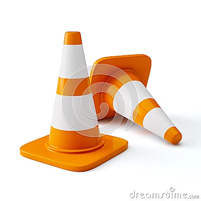 Orange highway traffic construction cones Stock Photo