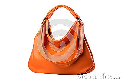 Orange Hobo Bag On White Background Stock Photo