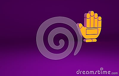 Orange Hockey glove icon isolated on purple background. Sports playing and training protective gloves on hands Cartoon Illustration
