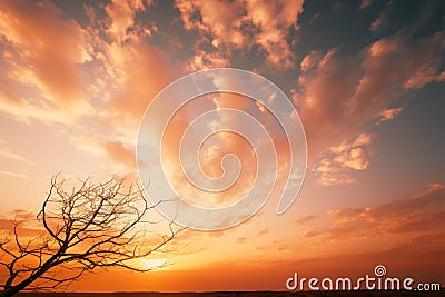 Orange horizon Sunlight paints the sky with warm, vibrant hues Stock Photo