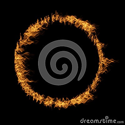 Orange hot raging blaze of fire, circle round ring flame shape Cartoon Illustration