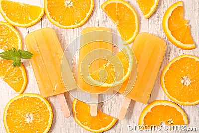 Orange ice cream popsicles Stock Photo