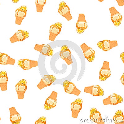 Orange ice cream Vector Illustration
