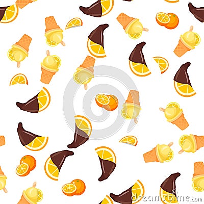 Orange ice cream Vector Illustration