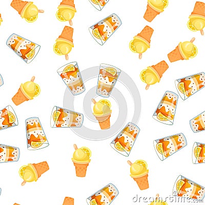 Orange ice cream Vector Illustration