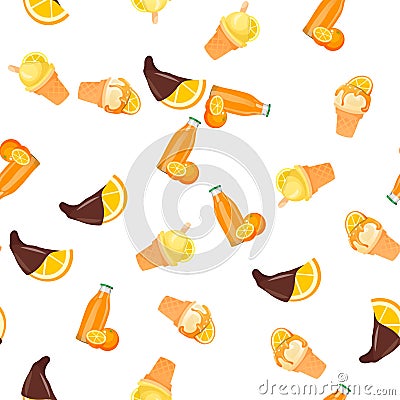 Orange ice cream Vector Illustration