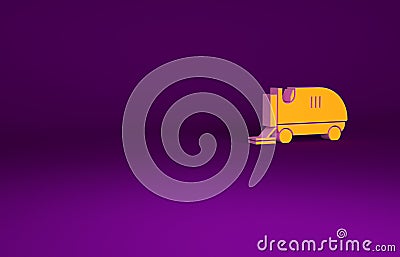 Orange Ice resurfacer icon isolated on purple background. Ice resurfacing machine on rink. Cleaner for ice rink and Cartoon Illustration