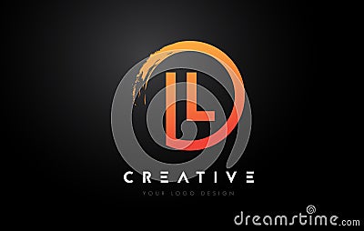 IL Circular Letter Logo with Circle Brush Design and Black Background Vector Illustration