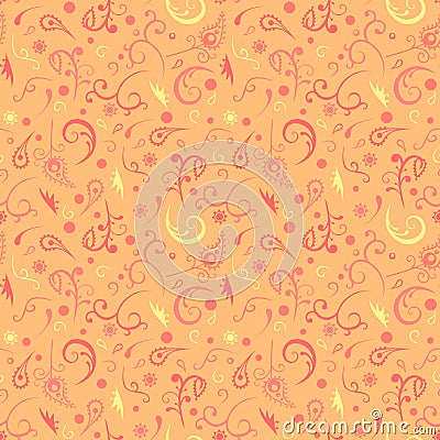 Orange illustrated abstract seamless background, repeat pattern Stock Photo