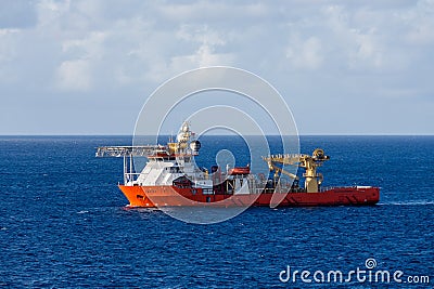 Orange Industrial Ship Stock Photo