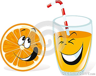 Orange and juice Vector Illustration