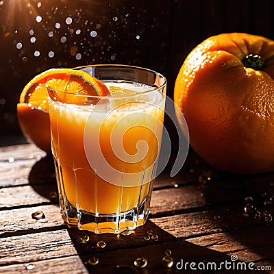 Orange juice, fresh orange citrus fruit drink Stock Photo