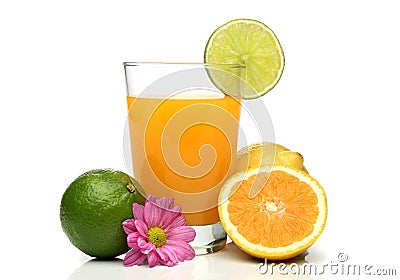 Orange juice with fruits Stock Photo