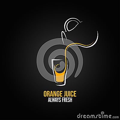 Orange juice glass bottle menu design background Vector Illustration