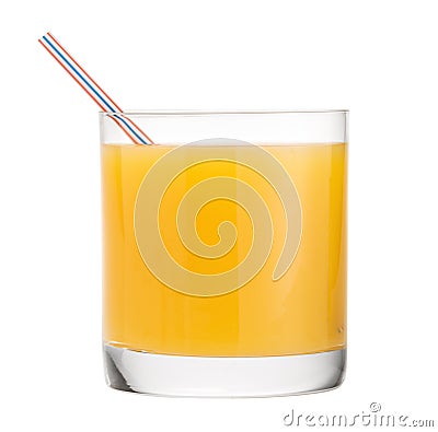 Orange juice glass, Citrus fruit drink white background clipping path Stock Photo
