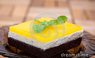 Orange Juice Jello Cake Stock Photo