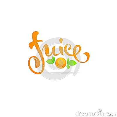 Orange juice lettering composition for your citrus juice logo, l Vector Illustration