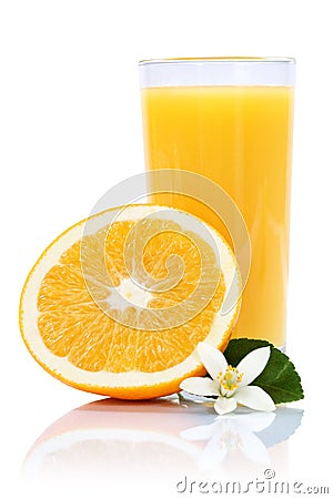Orange juice oranges fruit fruits isolated portrait format on white background Stock Photo