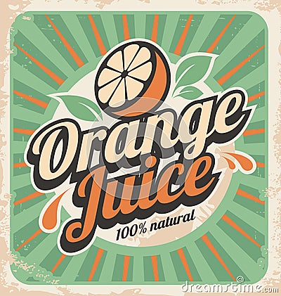 Orange juice retro poster Vector Illustration