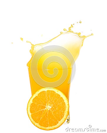 Orange juice splash isolated Stock Photo