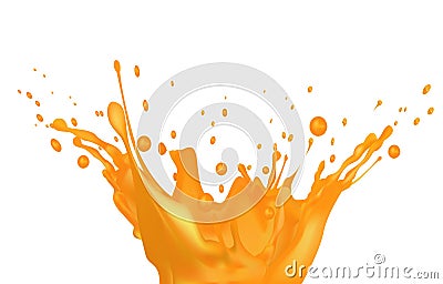 Orange juice splash on white background Vector Illustration