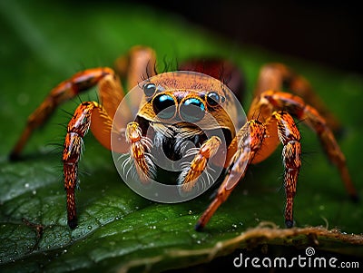 An orange jumping spider Cartoon Illustration