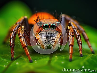 An orange jumping spider Cartoon Illustration